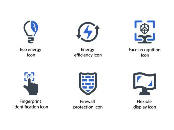A Review of Modern Technologies Icon Set Graphics